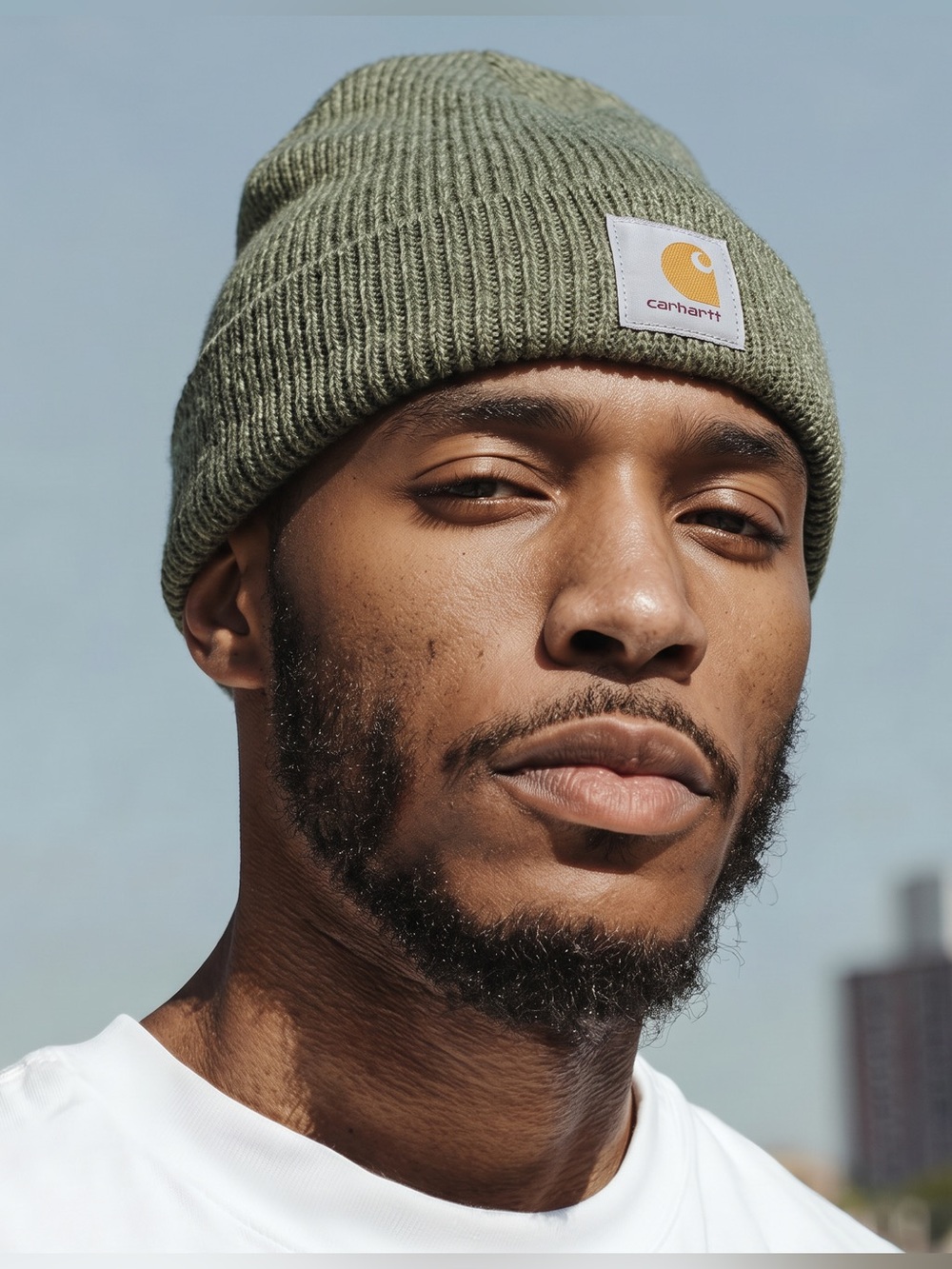 Carhartt Adult Cuffed Beanie Marled Green White Knit Toque Unisex EUC Gorpcore